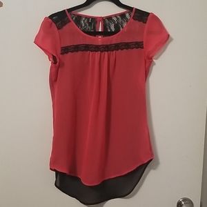 Coral and Black blouse